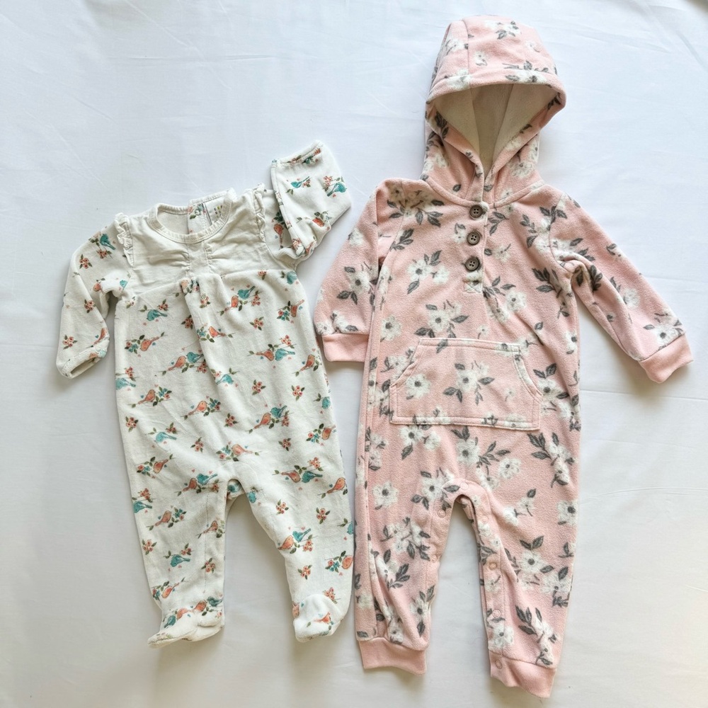 Absorba Floral Baby Outfit - Cream and Multicolor